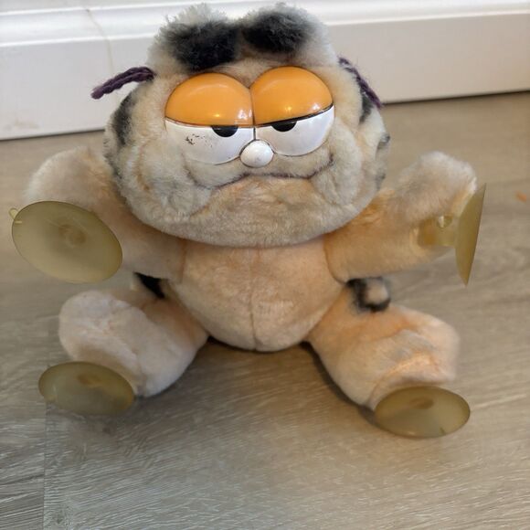 Vtg 1981 Dakin Garfield Plush Suction Cup Cat Toy "Climbing Walls" Striped 6" - Picture 3 of 10